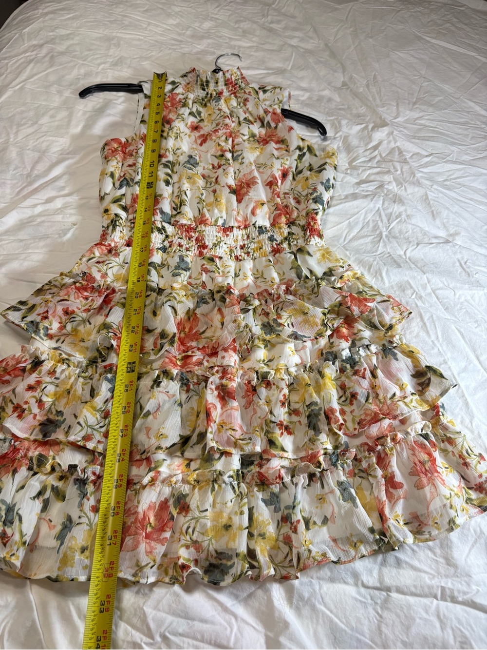 STATE Cream Floral Ruffle Mini Dress - Picture 6 of 10